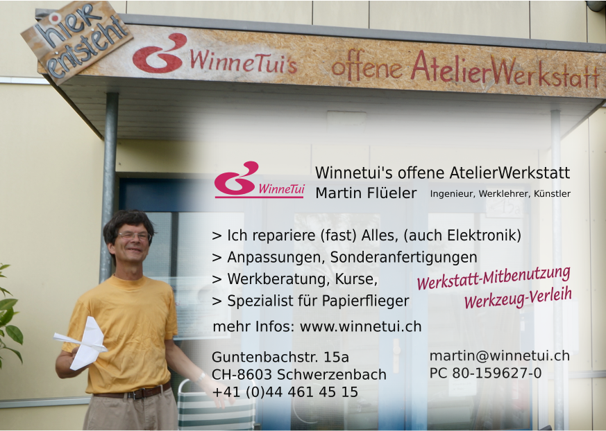 (Visitenkarte Winnetui's offene AtelierWerkstatt)